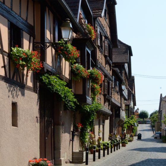Typical street scene in Obernai