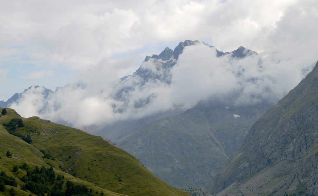 The Alps in Summer Snow, Rocks, Grass and sun