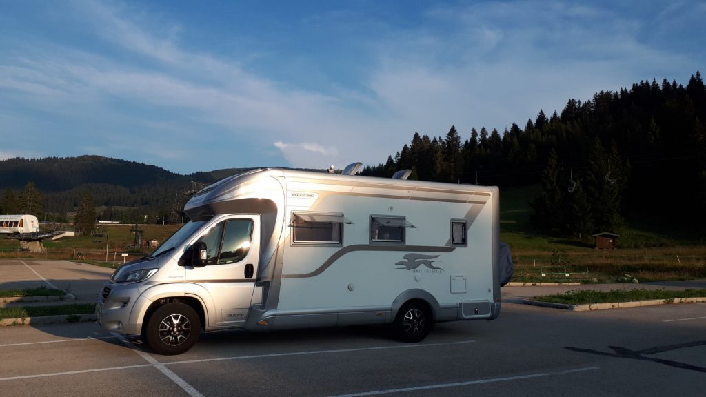 Motorhome aire at ski station, France