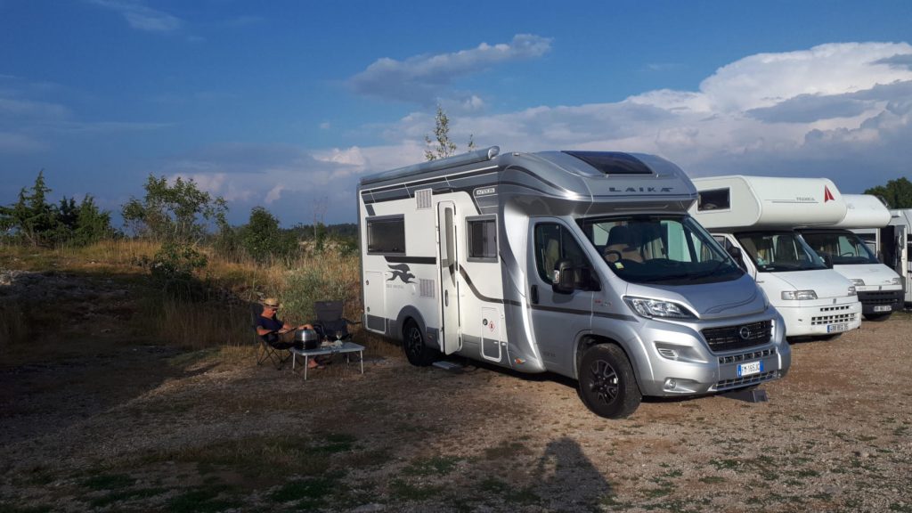 Motorhome aire in the French Alps