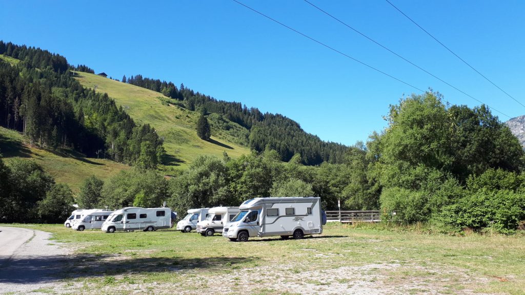Motorhome aire in the French Alps at Balme de Sillingy