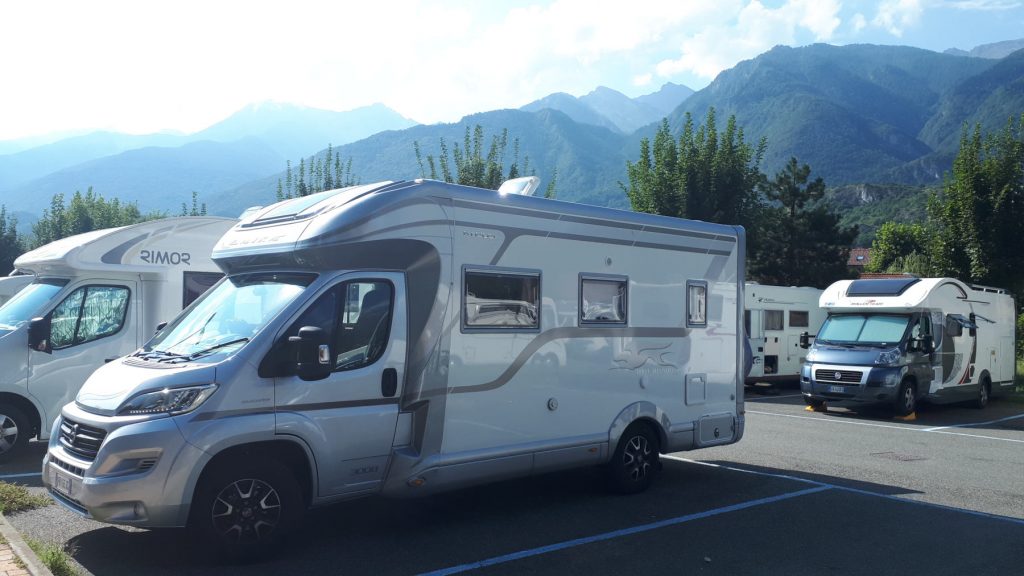 Motorhome aire - parking in Susa, Italy