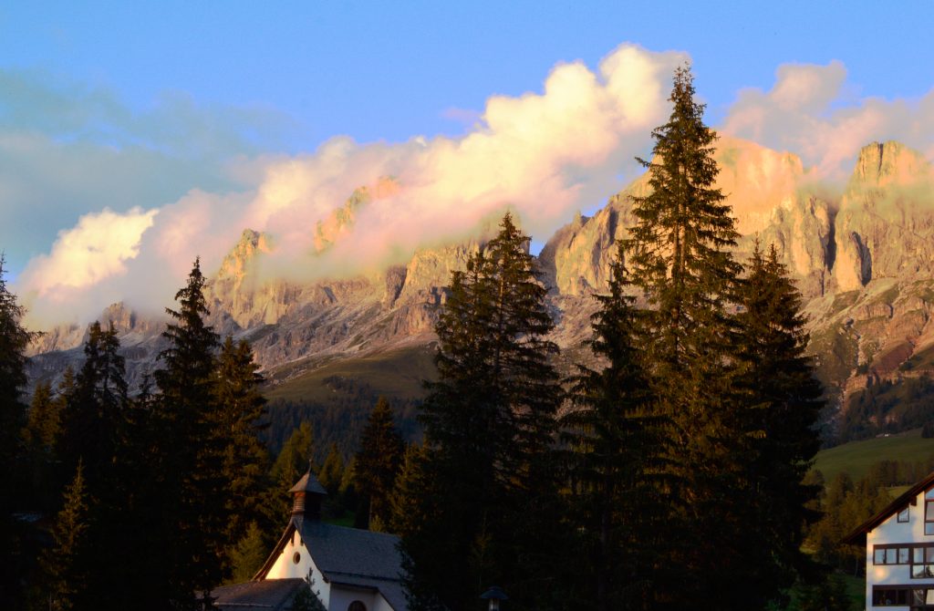 Dolomites Rosengarten at Sunset