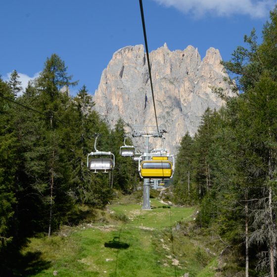 Dolomites ski lift going up