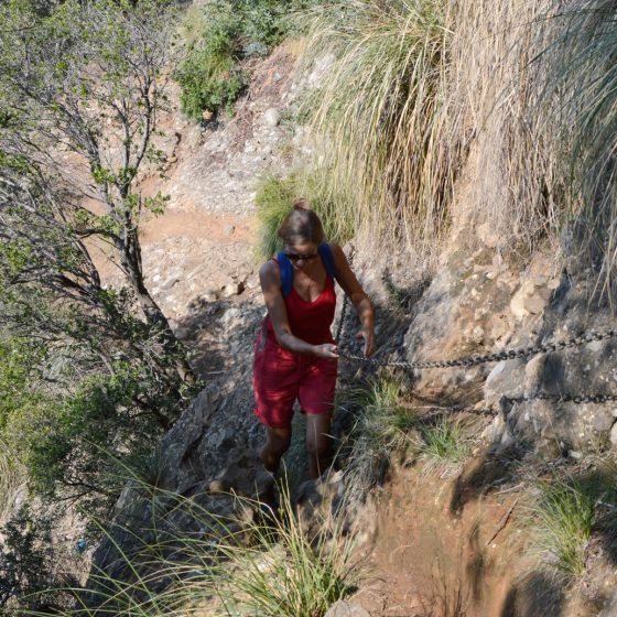 San Roco - Marcella climbing along narrow path