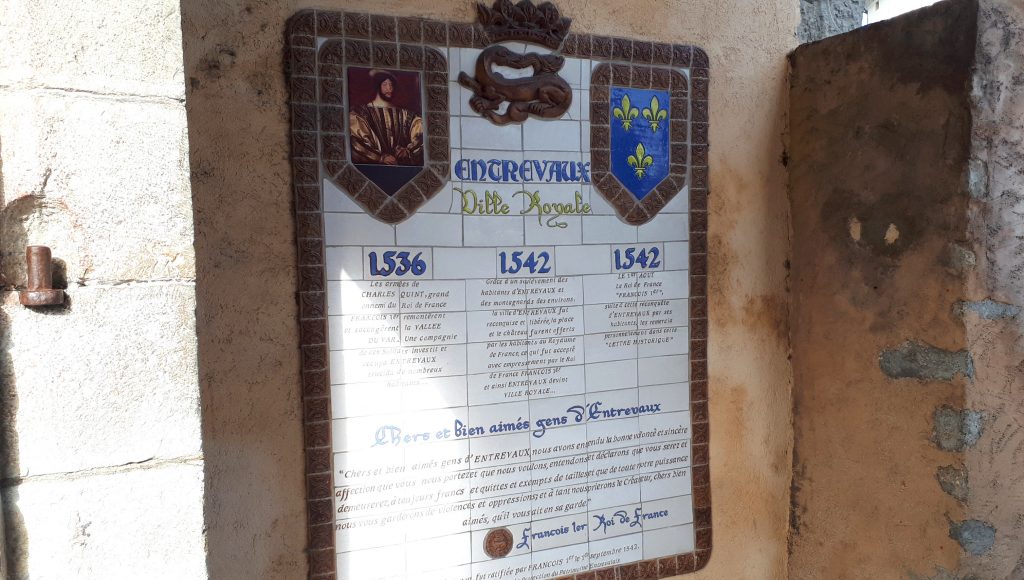 Entreveaux Village Royal Plaque