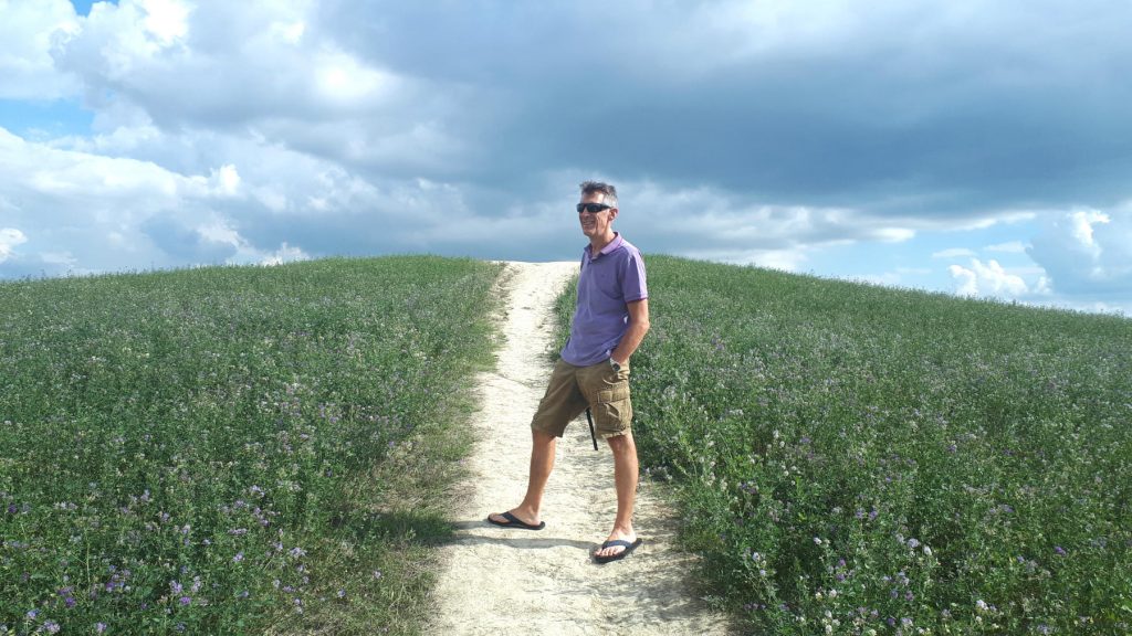 Standing on the Tuscan hillside