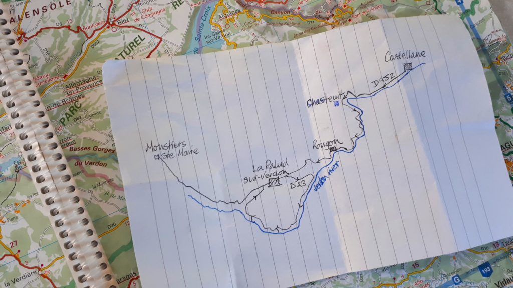 Gorges du Verdon motorhome route map