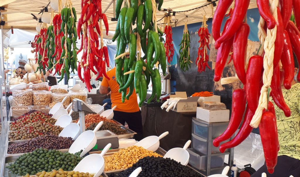 Colourful market stall in Lucca