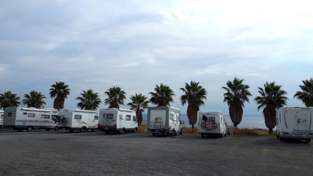 Buzz Laika with a sea view at the San Remo motorhome parking area