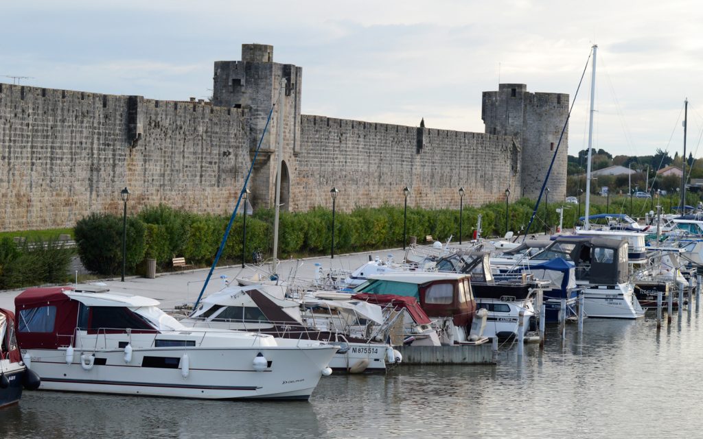 Aigues-Mortes -West wall of the ramparts overlooking pleasure harbour