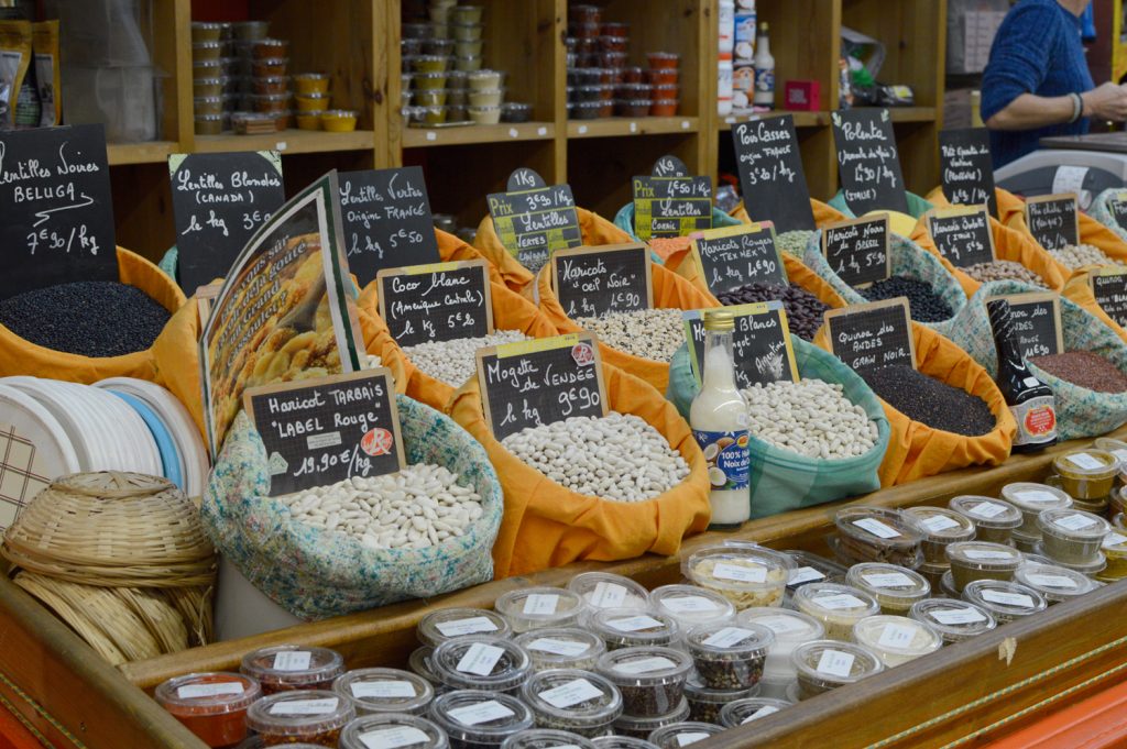 Nimes - Les Halles Stall selling a range of local produce