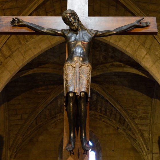 St Flour - Black carved wood Crucifix