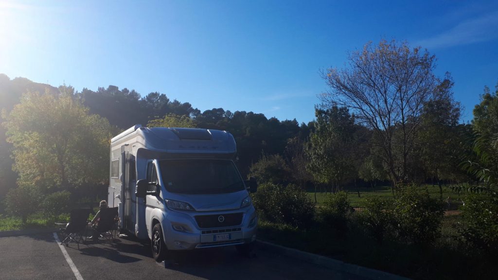 Buzz Laika in the Motorhome Aire at Jouques