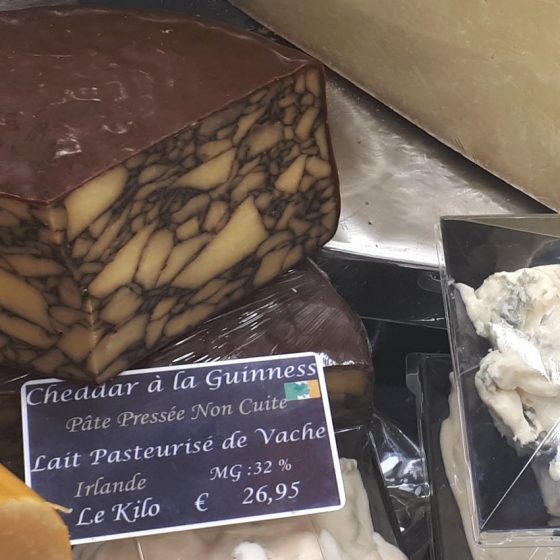 Cheddar cheese with Guinness at Nimes market stall