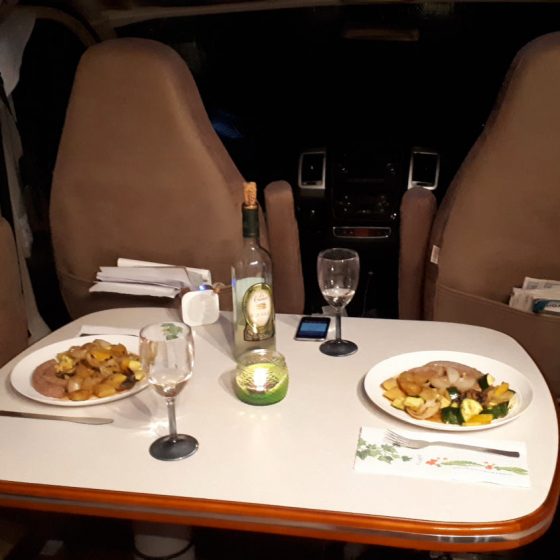 Table for two in the Laika Kreos 3008 motorhome