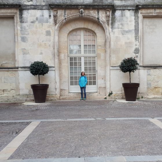 Feeling small in Nimes next to some giant flowerpots