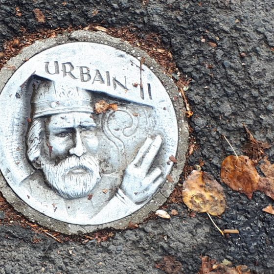 Pope Urban II bronze street tiles