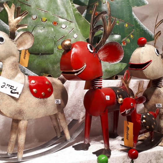 Colourful Christmas metal reindeers