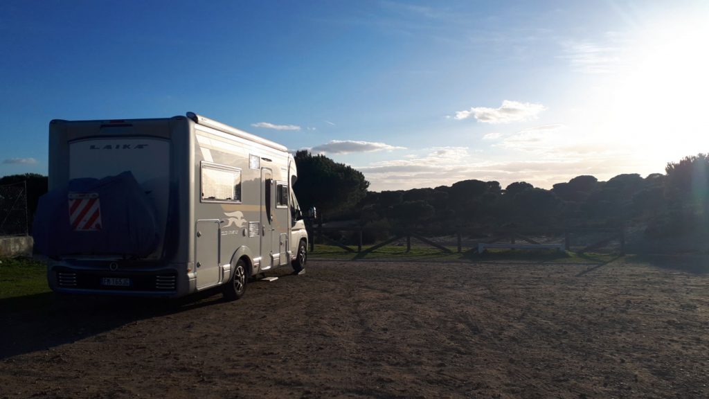 Motorhome parking at Matalascanas, Donana National Park