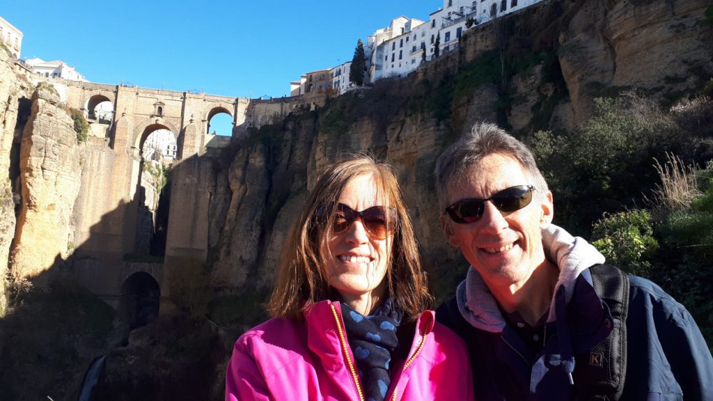 Our turn for selfies by the Ronda bridge