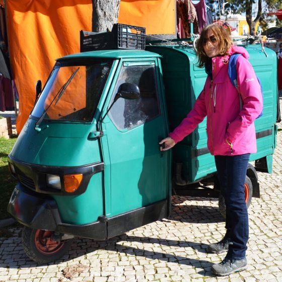 Algarve Olhao Market - Marcella checking out Buzz's competition