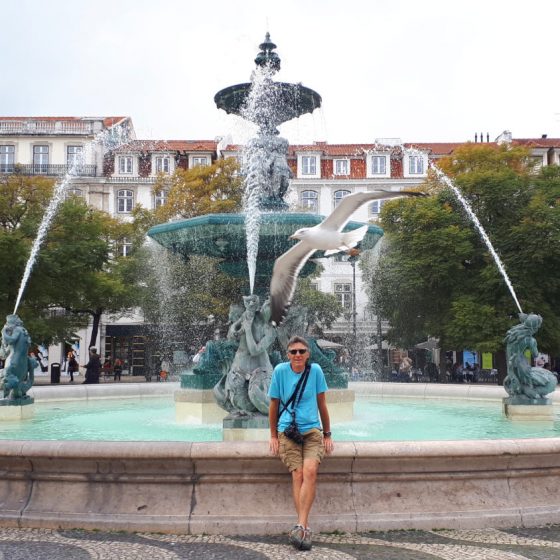 Lisbon Fountain Praca Dom Pedro Rossio