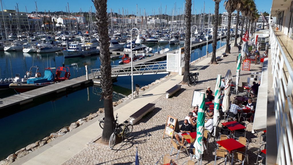 Lunch on the terrace at Lagos marina