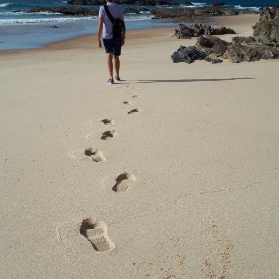Footsteps in the silky sand at Porto Covo