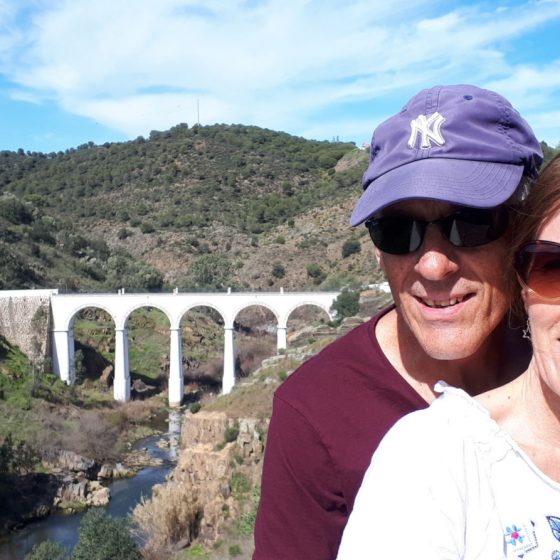 Mertola - a joint selfie with bridge in background