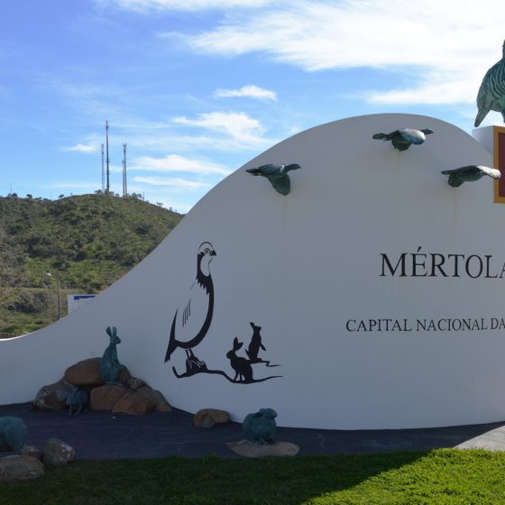Mertola sign and sculpture