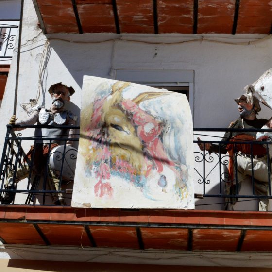 Mijas artwork on a balcony