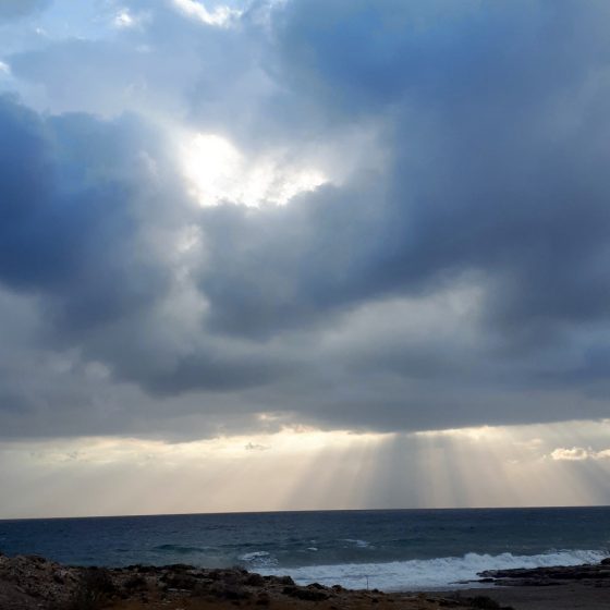The sun straining to come through in a cloudy Carboneras