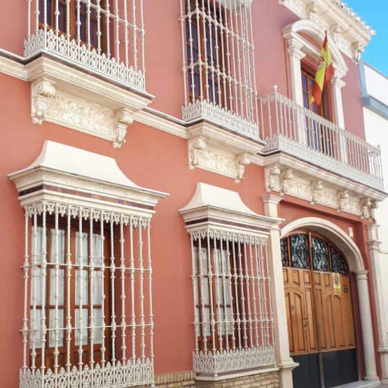 One of Marchena's many painted buildings