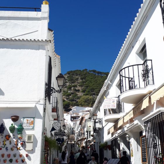 Mijas street with shops and cafes