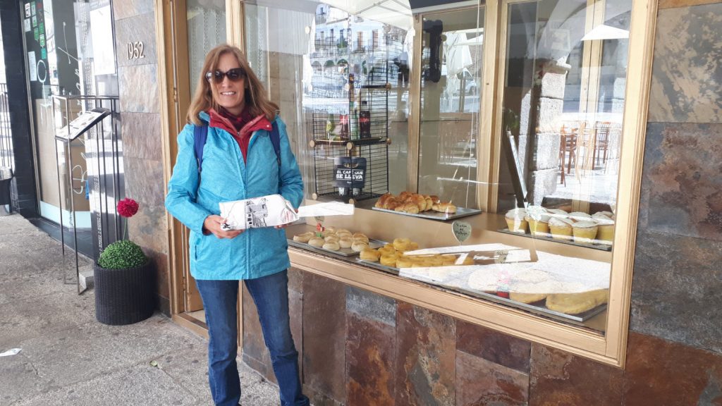 Cacares - Marcella outside the cake shop
