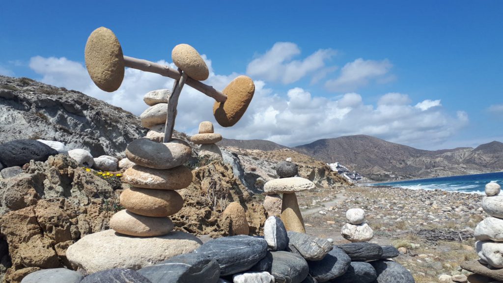 Rock stacks made by a man on a mission