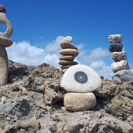 The stone stack on the beach