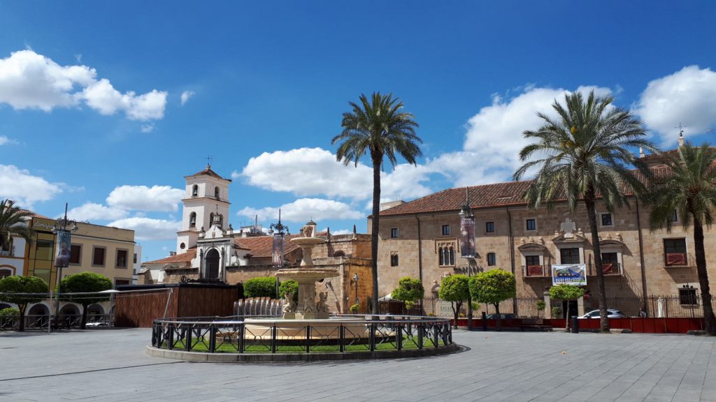 Spain square, central plaza with cafes all around