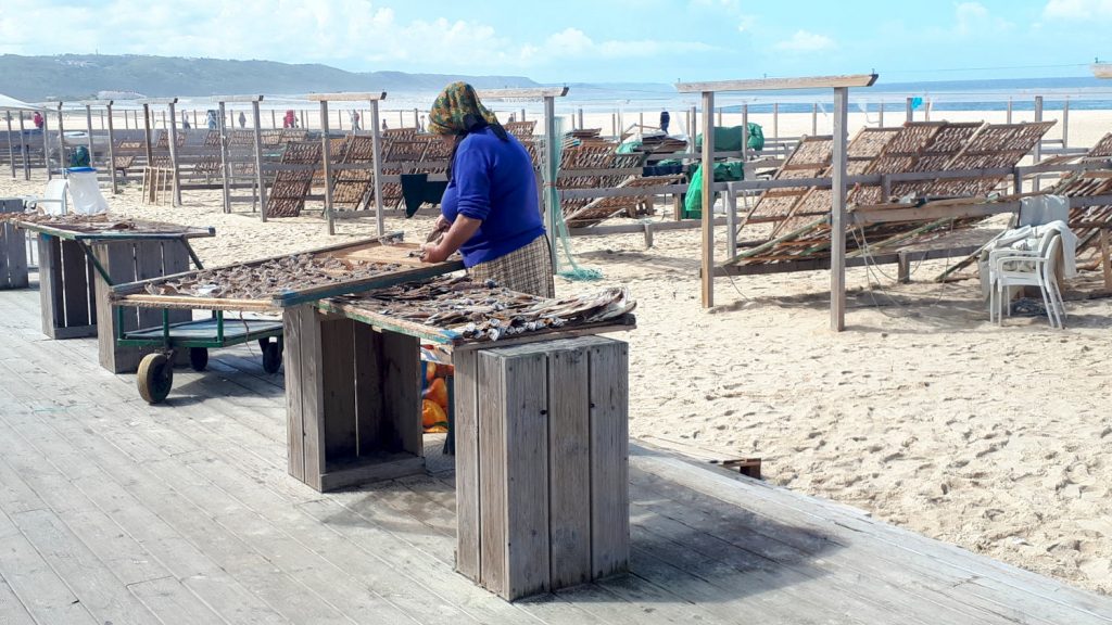 Dried fish for sale along the promenade at Nazare