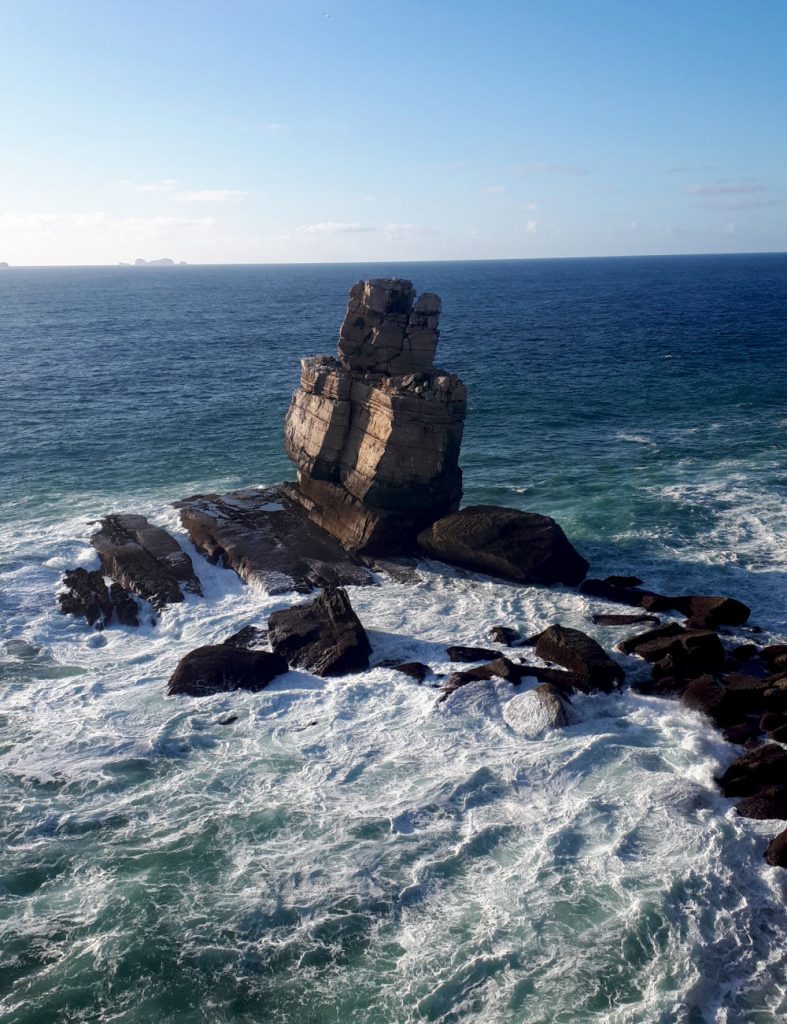 Leaning rock formation by the Cabo Carvoeiro, Peniche