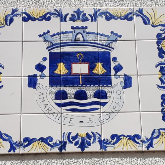 Amarante town coat of arms on a tiled plaque