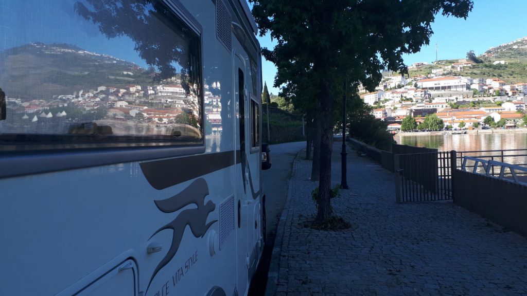 Buzz Laika in his shady spot alongside the Douro River