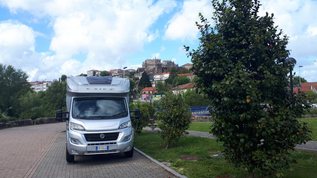 Motorhome parking at Tui, Spain