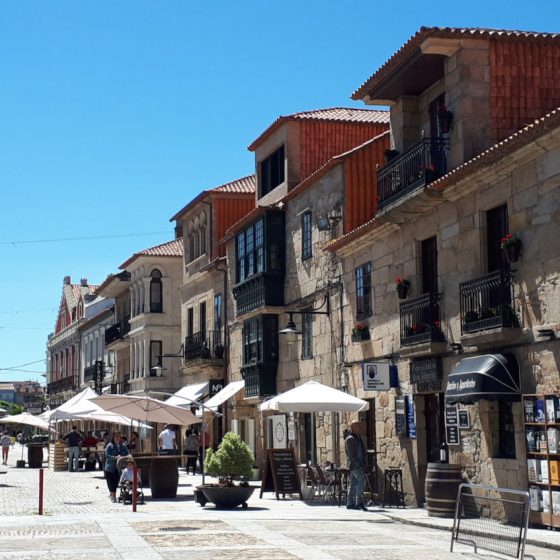 Cafes and restaurants in a Cambados street