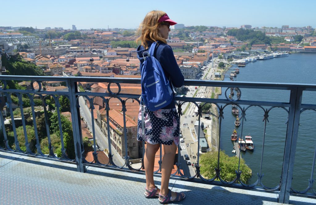 Porto - Marcella admires the view from Ponte Luis 1