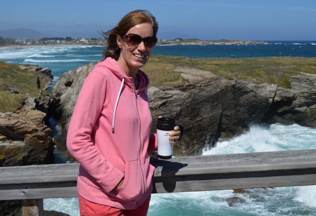 Las Catedrais beach - Marcella with her coffee