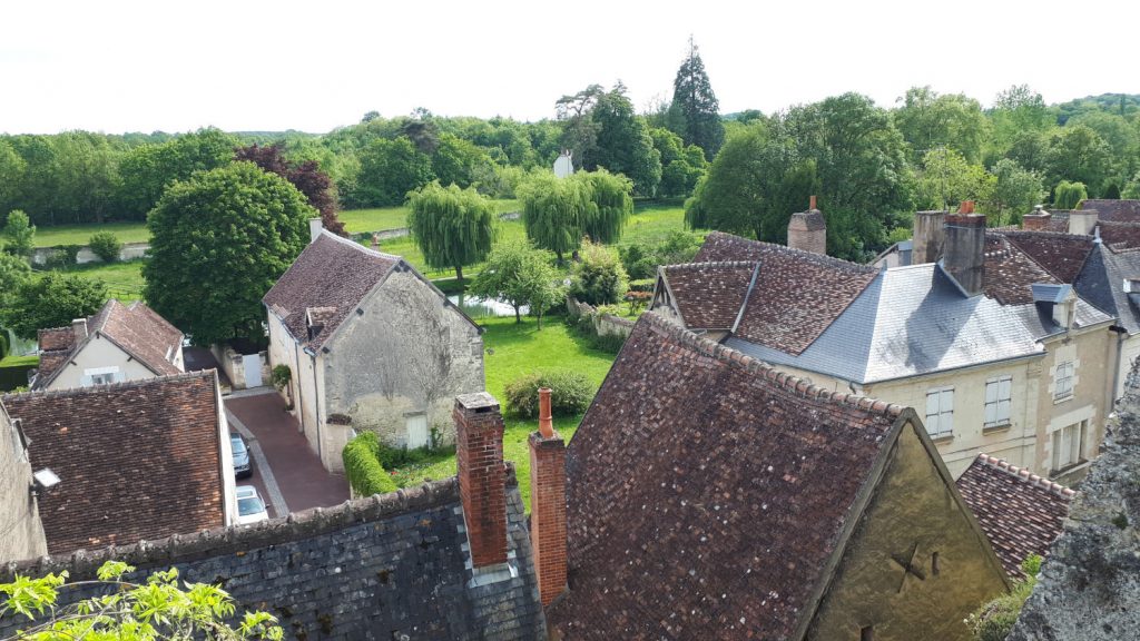 Views from the walls of the chateau over the green area of Montresor