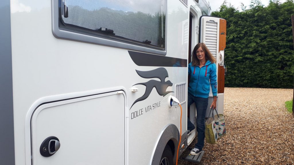 Unloading and re-loading the motorhome ready to set off again.