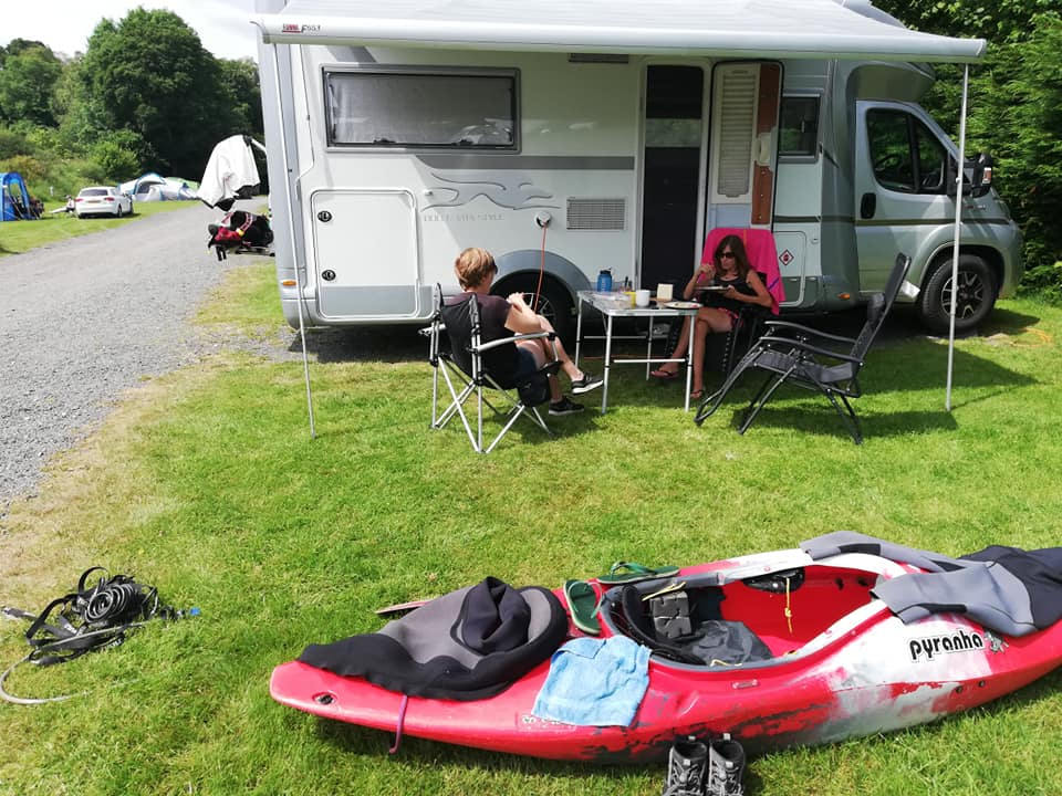 Relaxing and enjoying a leisurely lunch in the glorious Welsh weather